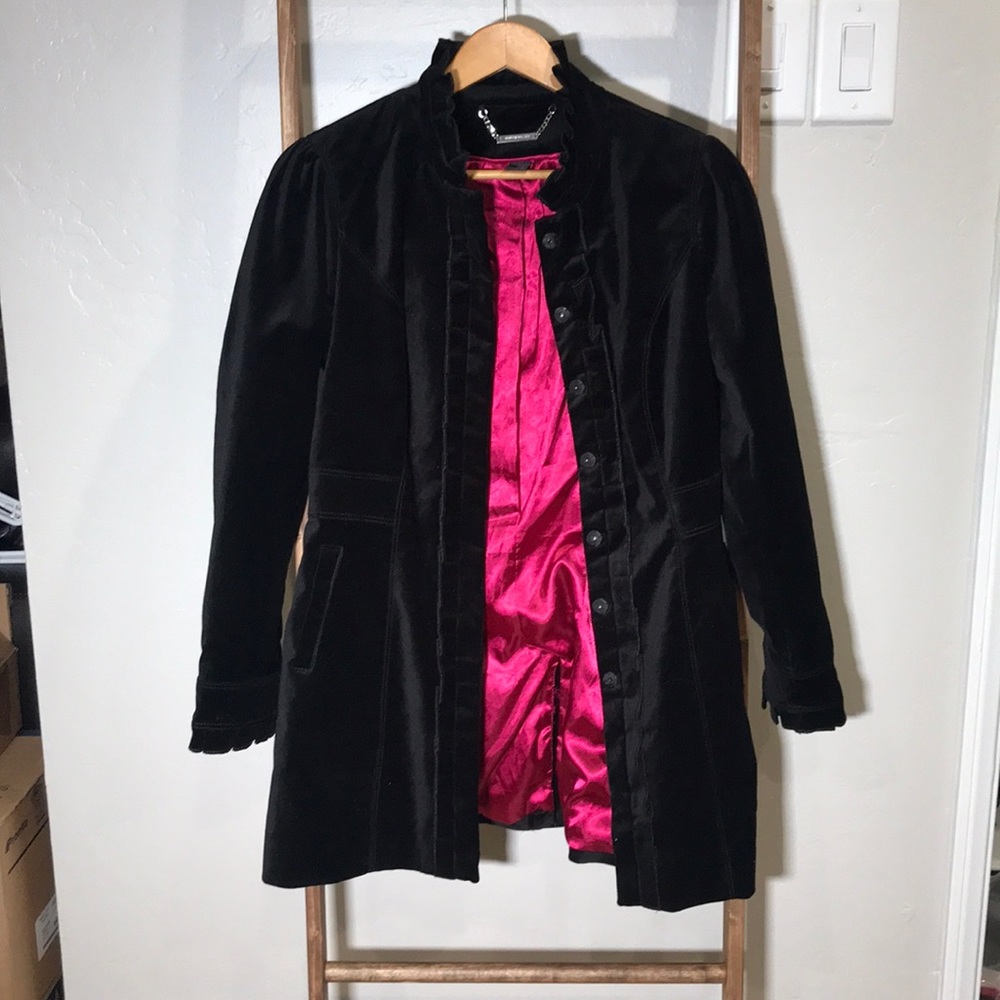 White House Black Market velvet pea coat